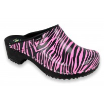 ZEBRA PINK Patent Leather Wooden Clogs
