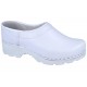 Comfort Closed Back Clogs PU+Wood Soles Leather White